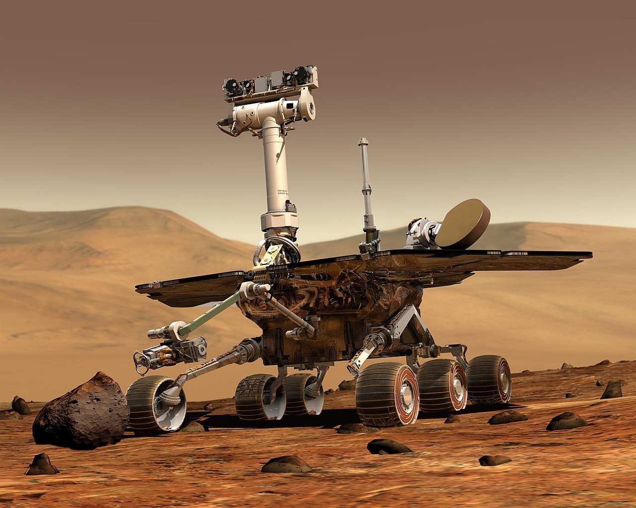 Artist's concept of the Mars Exploration Roves, Spirit and Opportunity