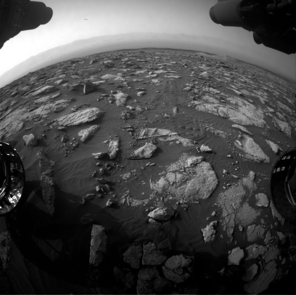 Black and white image of Mars