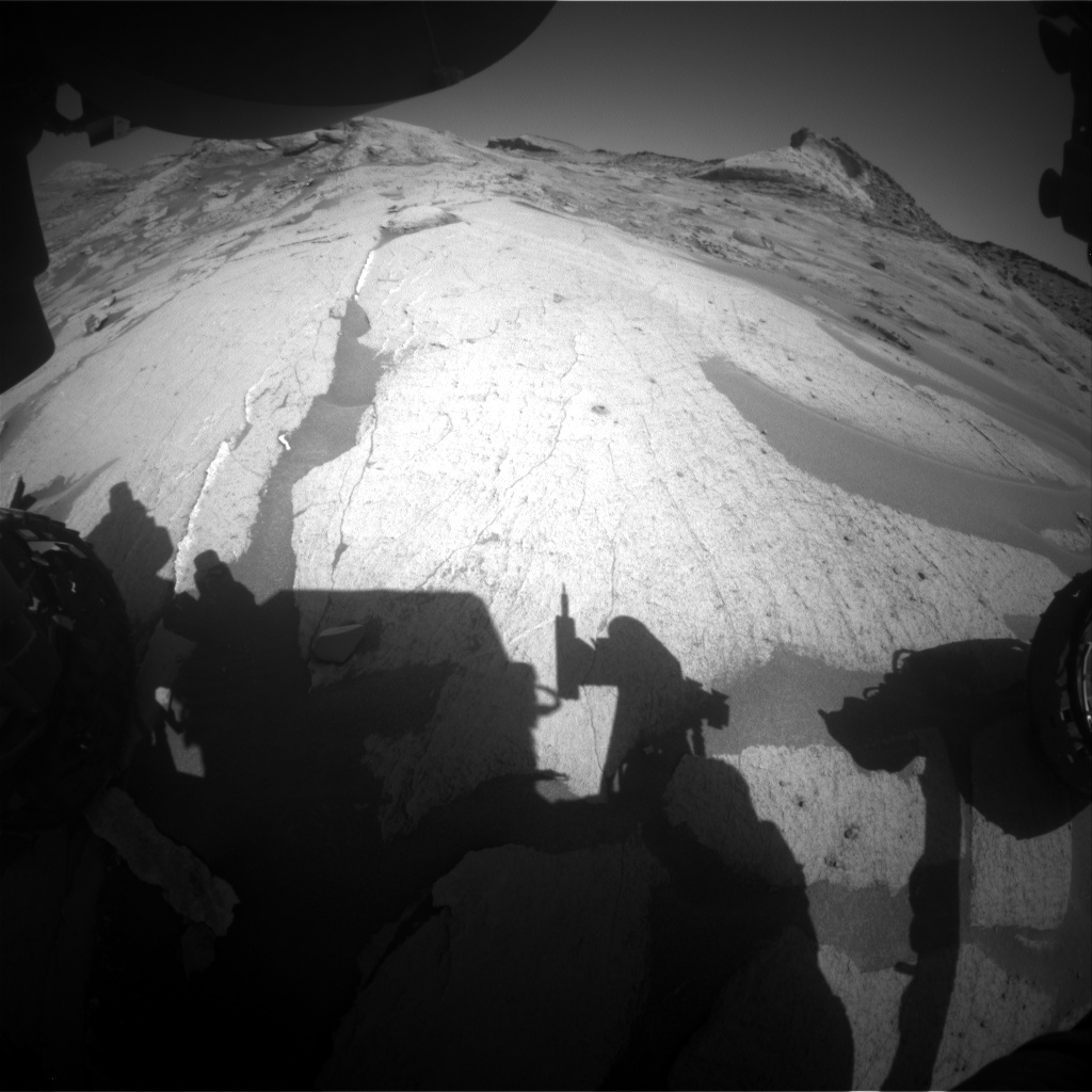 This is a black and white image of the drill hole, "Maria Gordon", and the prominent hill, "Siccar Point".