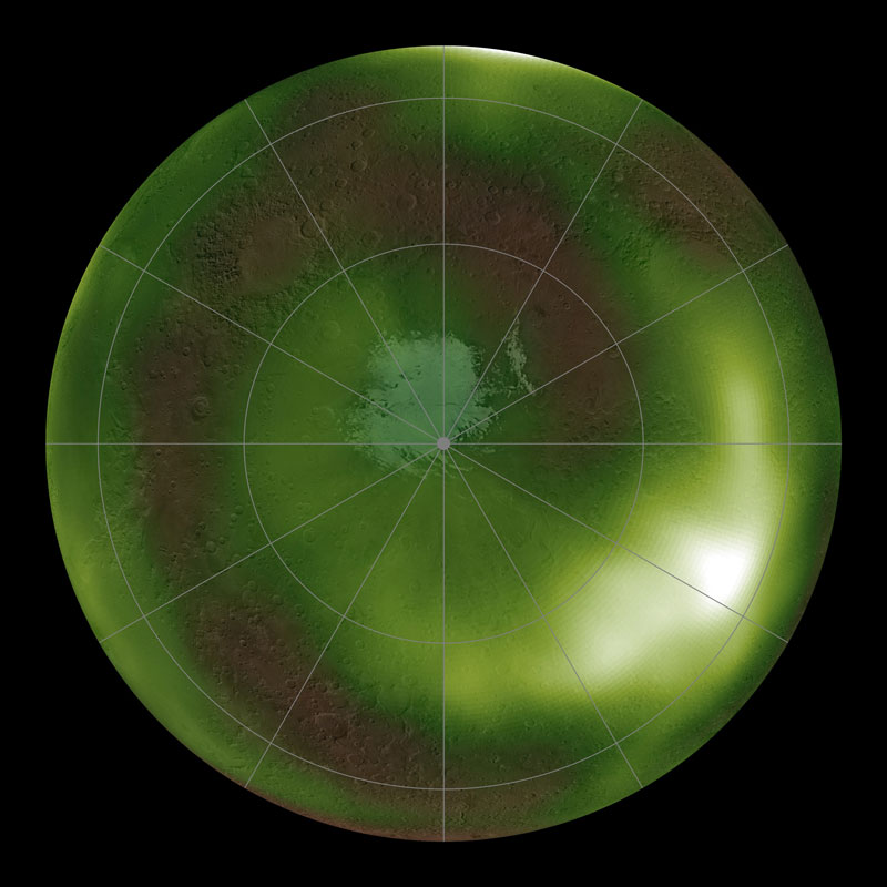 ultraviolet “nightglow” in the Martian atmosphere over the south pole