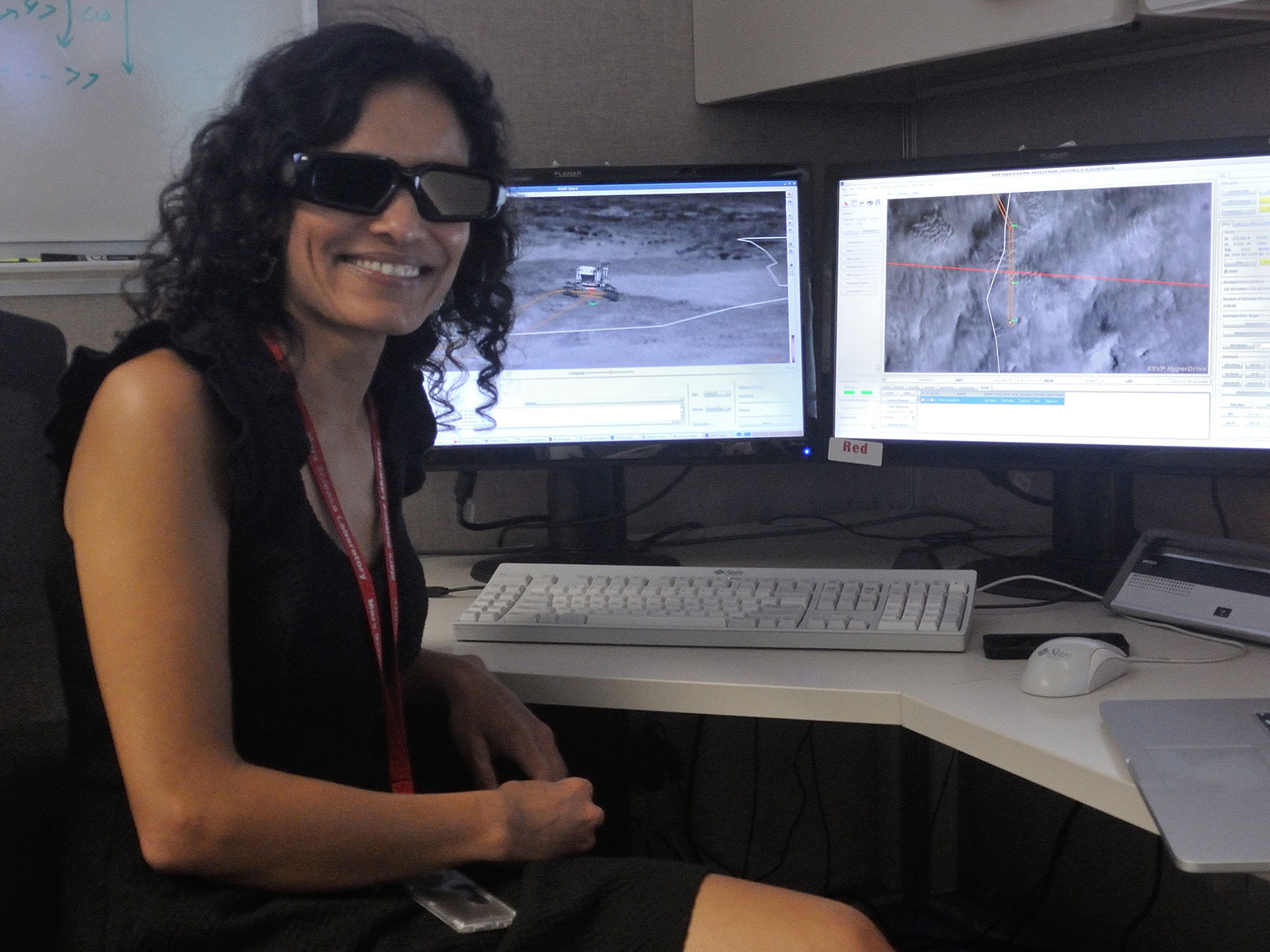 Vandi Verma, an engineer who now works with NASA’s Perseverance Mars rover, is seen here working as a driver for the Curiosity rover.