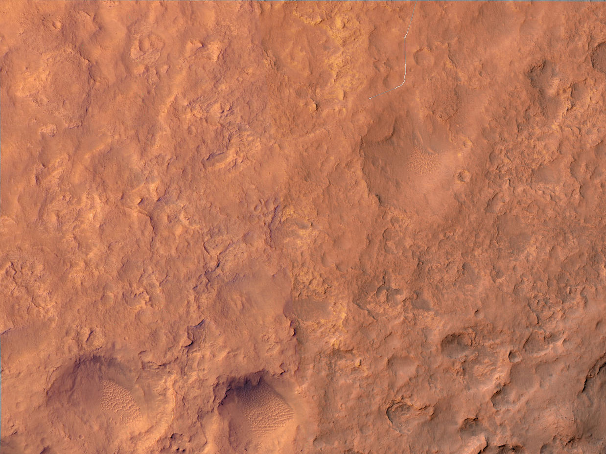 This map shows the route driven by NASA's Mars rover Curiosity through the 426 Martian day, or sol, of the rover's mission on Mars (October 18, 2013).
