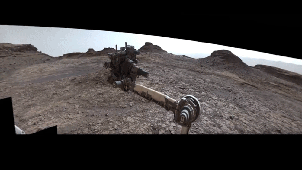 This 360-degree vista was acquired on Aug. 5, 2016, by the Mastcam on NASA's Curiosity Mars rover as the rover neared features called "Murray Buttes" on lower Mount Sharp. The dark, flat-topped mesa seen to the left of the rover's arm is about 50 feet high and, near the top, about 200 feet wide.